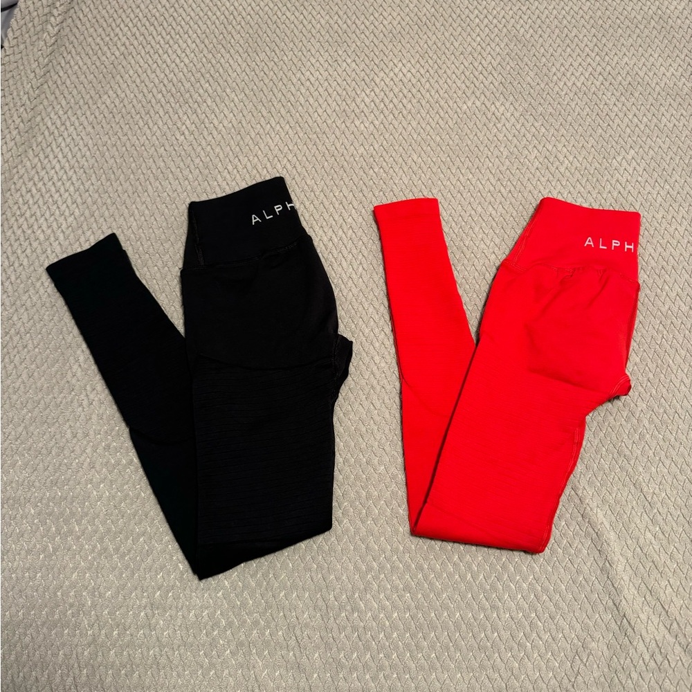 Alphalete OG Bundle XS Red and Black Leggings